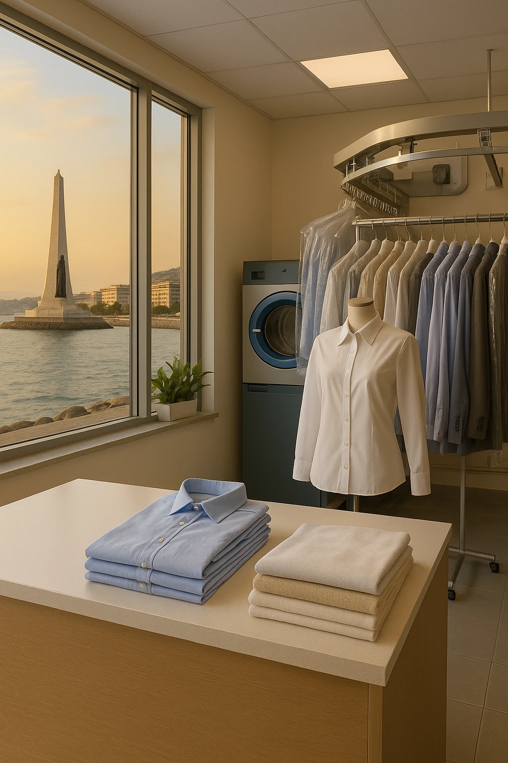 Karşıyaka'da kuru temizleme hizmeti sunan ekip